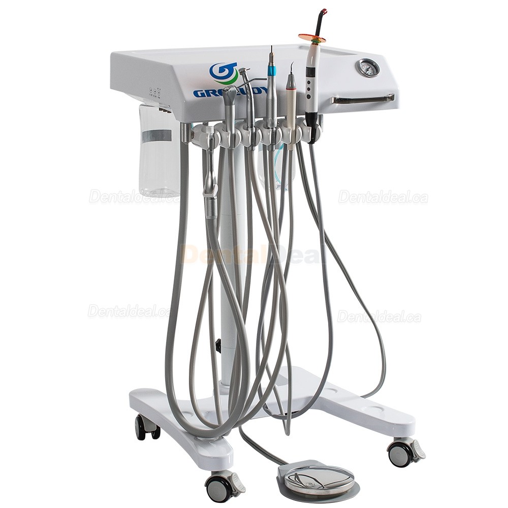 GREELOY&reg;GU-P302 Mobile Dental Delivery System Cart Unit + Curing Light + Scaler Handpiece + Fiber Optic